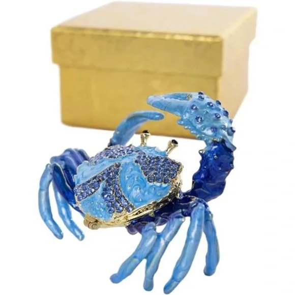 Crab Jewelry Trinket Boxes Hinged Animal Jeweled Trinket Box Decorative New Jewelry Organizers